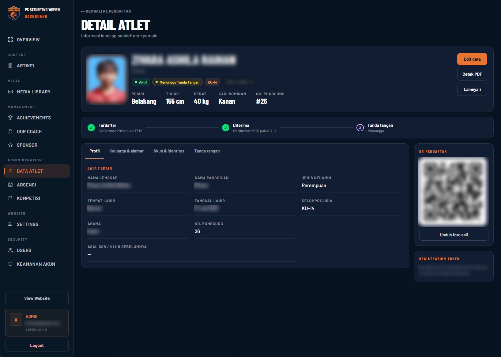 Player profile page